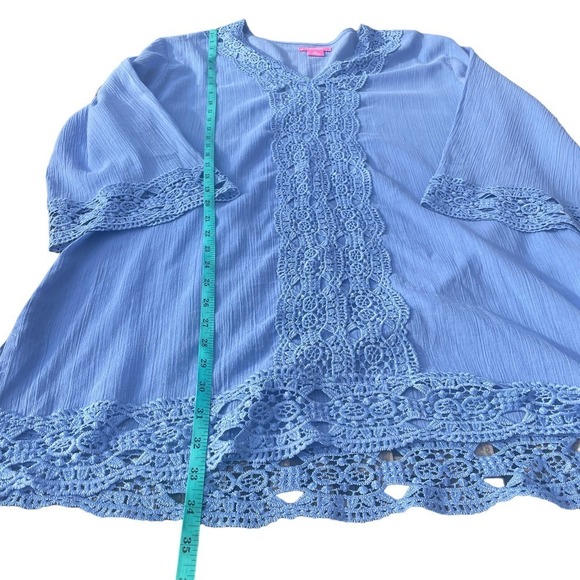 Isaac Mizrahi Daisy Swim Cover-Up in Grapemist Blue - Picture 5 of 16